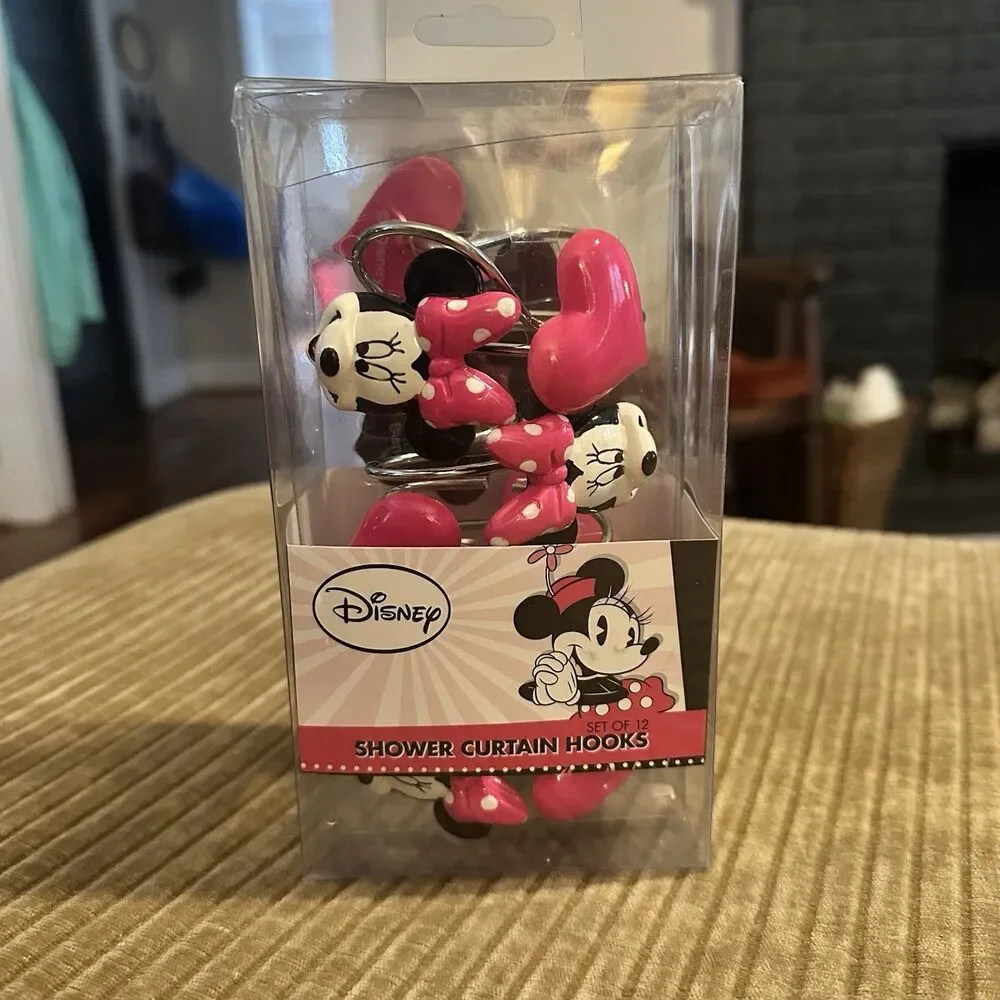 Disney Minnie Mouse And Hearts Shower Curtain Hooks Set Of 12